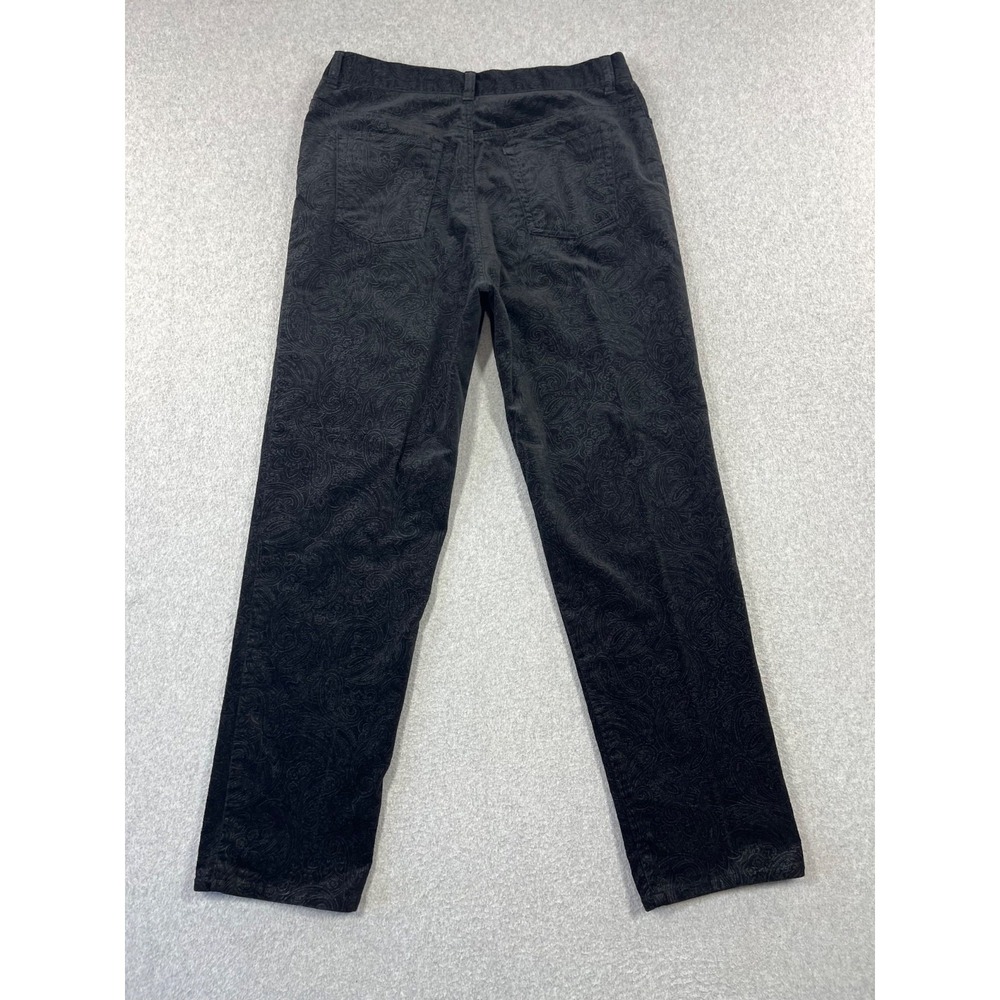 Lauren Ralph Lauren Pants Womens 14 Black Embossed Velvet Texture Paisley Print - Picture 10 of 11